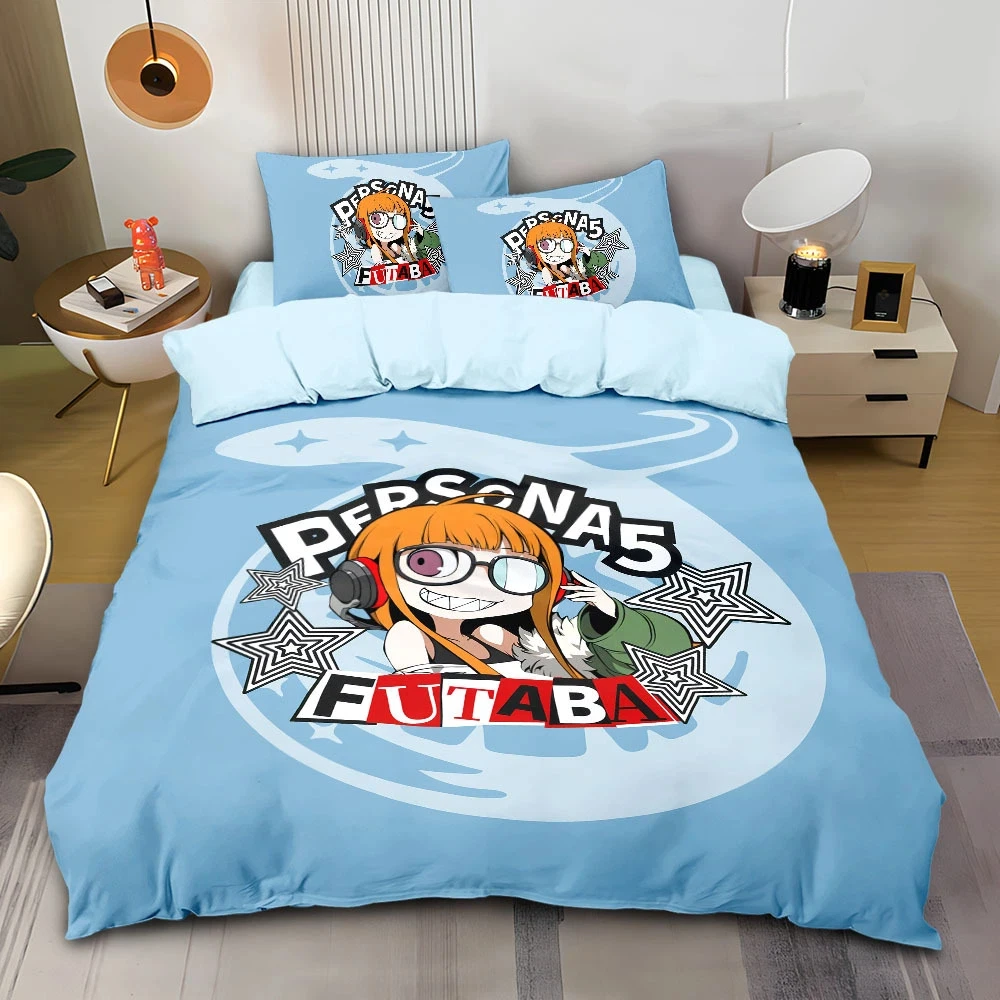 Фото Пододеяльник и наволочка Gamer Persona5 Royal, комплект постельного белья Ann Takamaki Ren Amamiya для детей и взрослых, односпальный, двуспальный, большой размер №3