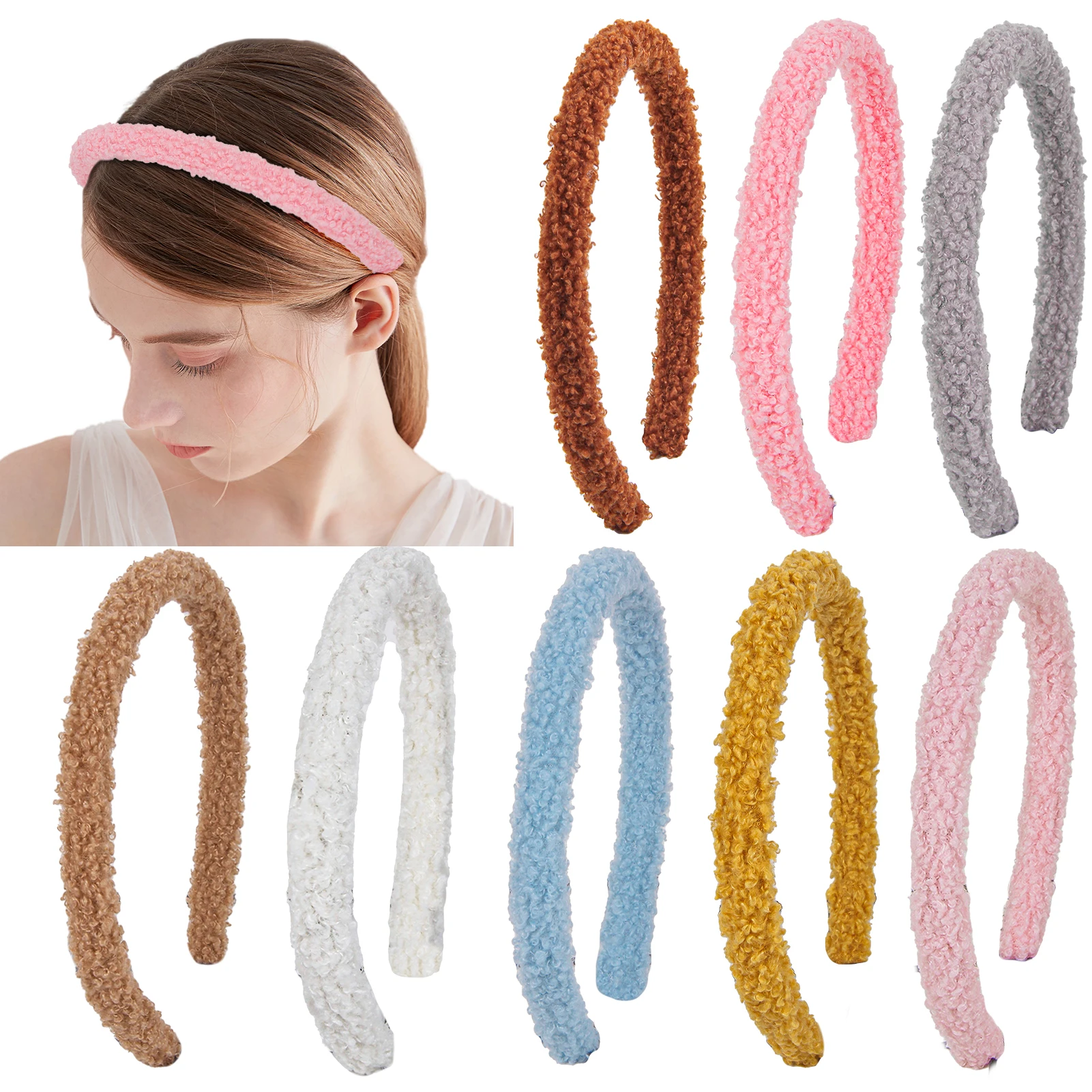 

Plush Girls Headband Fashion Plush Hairband Solid Color Hair Hoop Christmas DIY Hair Accessories Gifts Girls Hair Accessories