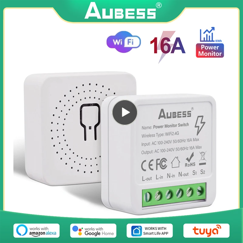 

Tuya Wifi MINI Smart Energy Monitor 16 A Support 2-way control Timer Wireless Home Automation Compatible With Alexa Google Home