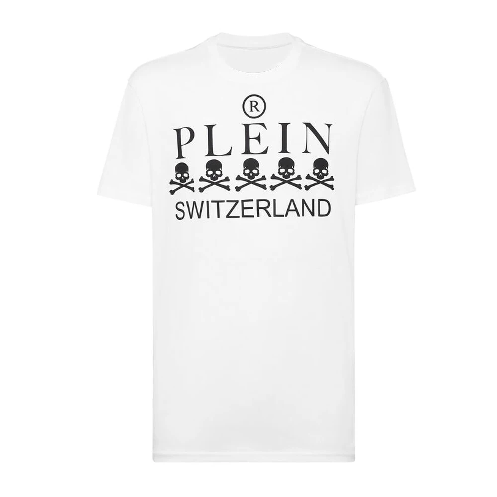 

T-SHIRT IN BLACK ROUND NECK SS SKULL AND PLEIN 100% Cotton T-shirts Men Print Tops Comfortable Tees Quality Tshirt 8581