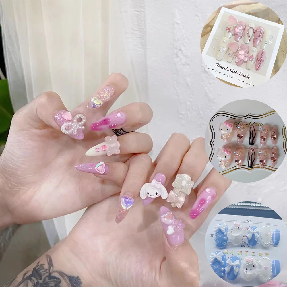 

Новинка Kawaii Kuromi Cinnamoroll My Melody аниме модель трехмерный патч для ногтей мультфильм «сделай сам» съемные ногти стикер подарок