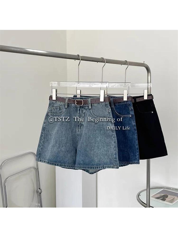 Джинсовые шорты для женщин классические винтажные шикарные однотонные Широкие