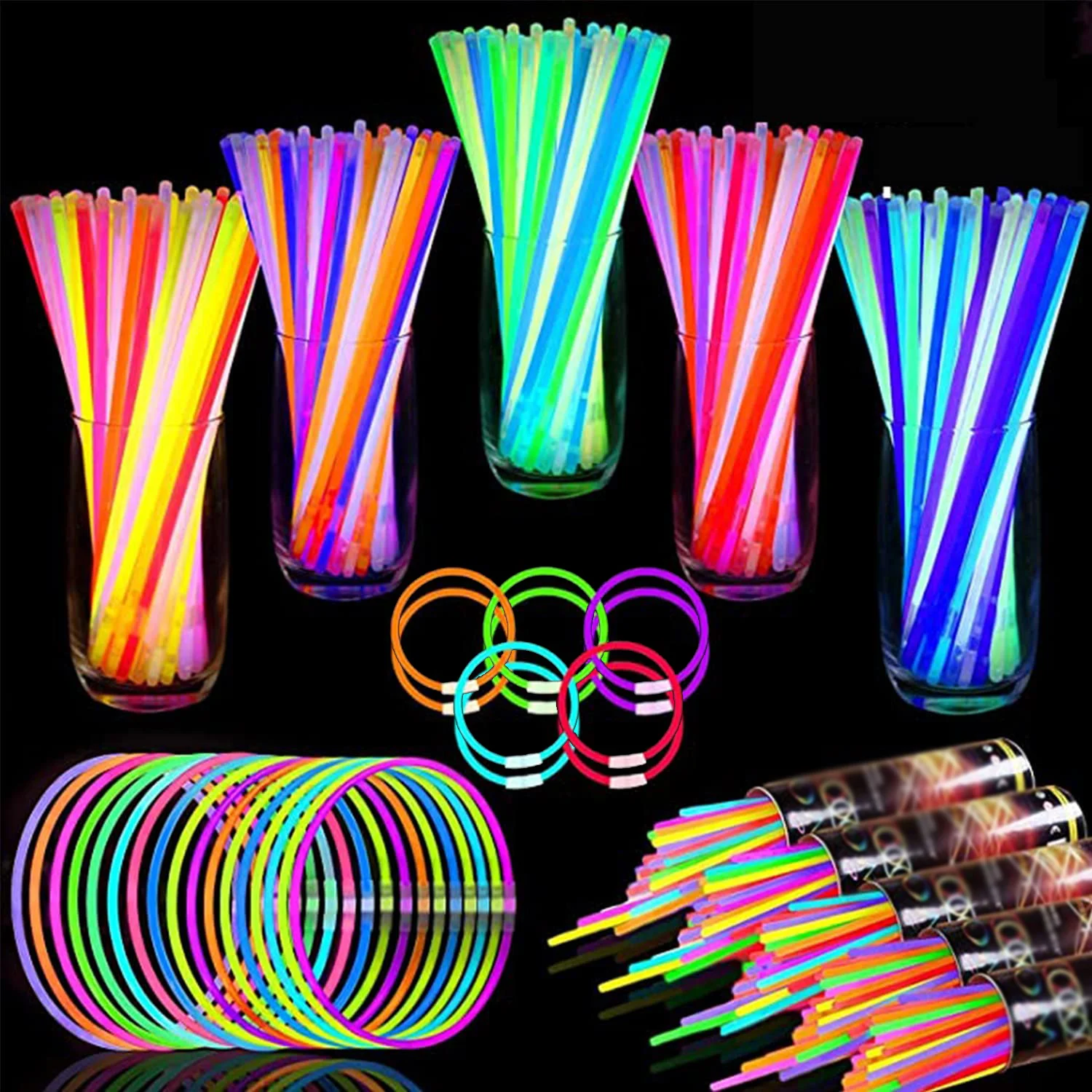 

20/50/100pcs Glow Sticks Fluorescence Party Supplies Glow Necklaces Bracelets For Neon Party Decorations Halloween Wedding Decor