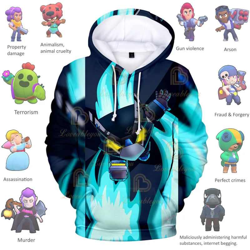 

Mecha Crow Browlingss Boys Girls 3D Hoodie Sweatshirt Stars, Kids Shoot Game Cute Cartoon Clothing Birthday Gift
