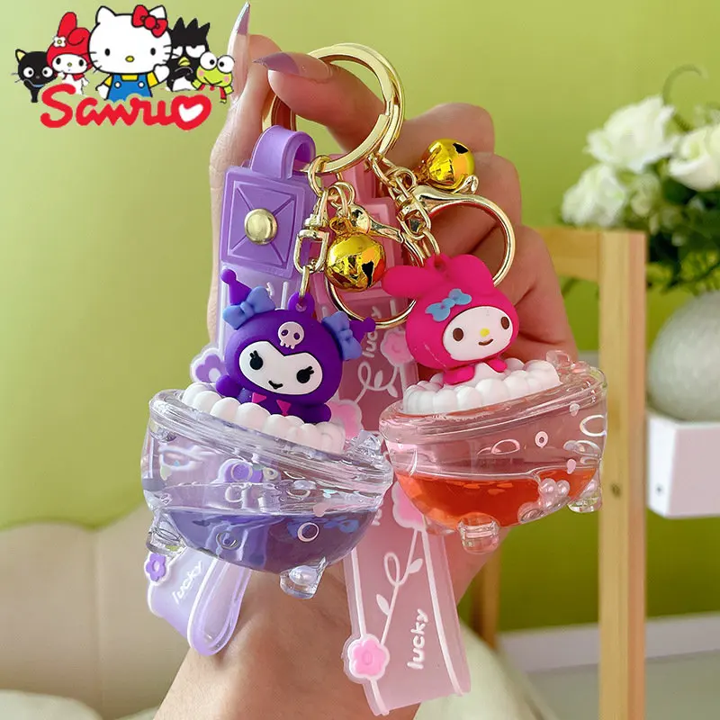 

Sanrio Cartoon Into Quicksand Key Chain Melody Kuromi Hello Kitty Cinnamoroll Cute Creative Bath Bag Car Key Pendant Accessories