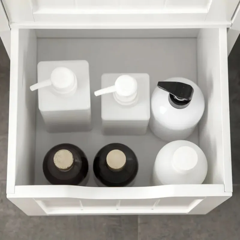 Фото Moderne Einfache Schrank-Badezimmer Möbel Mit Viel Platz Holzboden Schrank Mit 3, Schubladen Und Offenem Regal №3