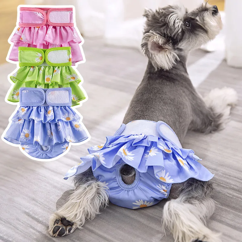 

Cute Pets Dog Diaper Sanitary Physiological Pants Washable Lace Pet Briefs Diapers Menstruation Underwear For Home Pets Supplies