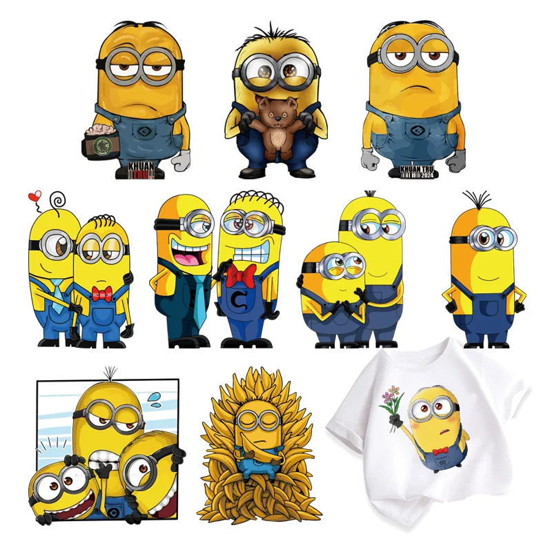 Забавные термоклейкие нашивки для одежды с миньонами переводные наклейки на