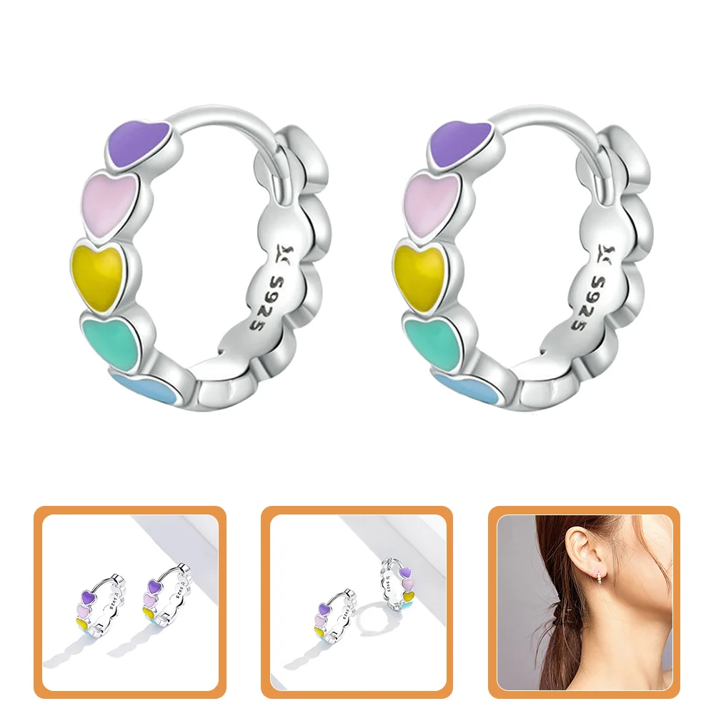 

Earrings Heart Ear Stud Loveloving Silver Sterling Jewelries Hoop Studs Hoops Bride Cute Decorative Circle Dangle Nail Nails