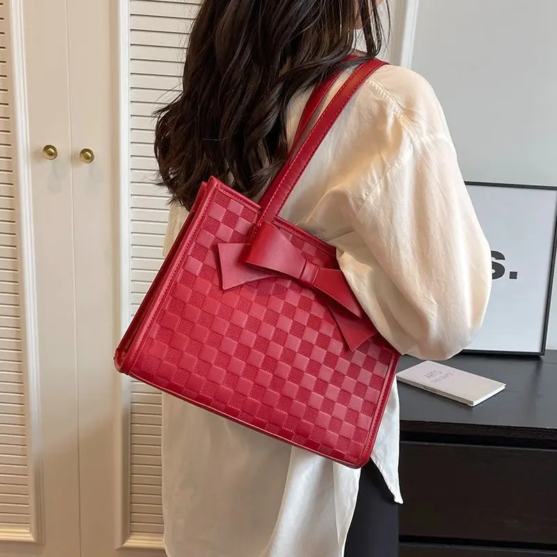 

Новая модная красная сумка премиум-класса на Рождество 2023, вместительная сумка через плечо, женская сумка