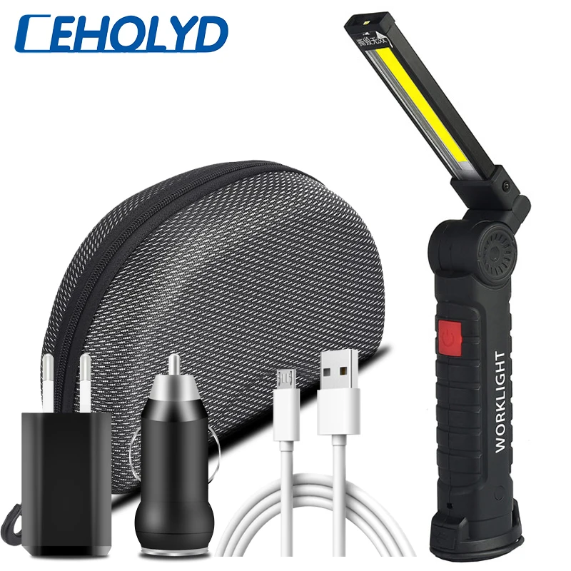 

Светодиодный фонарик с зарядкой от USB и встроенным аккумулятором, многофункциональсветильник складной рабочий светильник, Водонепроницае...
