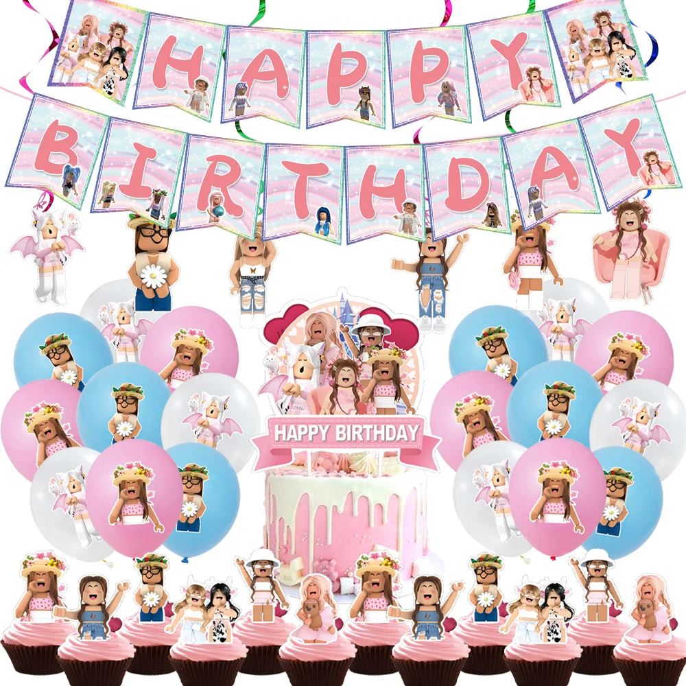 

Robot Game Robloxs Happy Birthday Decoration Tableware Set Paper Plate Cup Straw Party Supplies Latex Balloon Baby Shower Decor