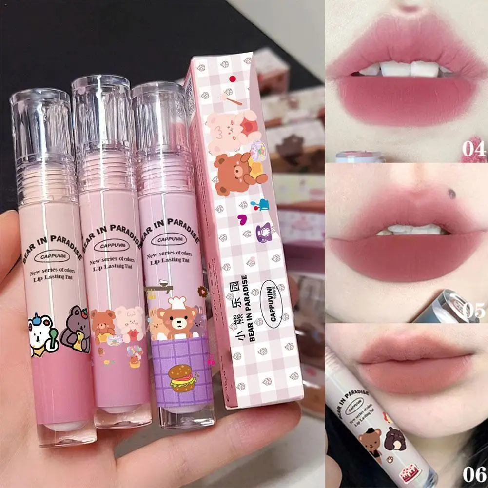 

Lovely Bear Print Matte Liquid Lipstick Velvet Lip Lip Lipgloss Glaze Mud Makeup Cup Long Lasting Cosmetics Waterproof Non- H0F2