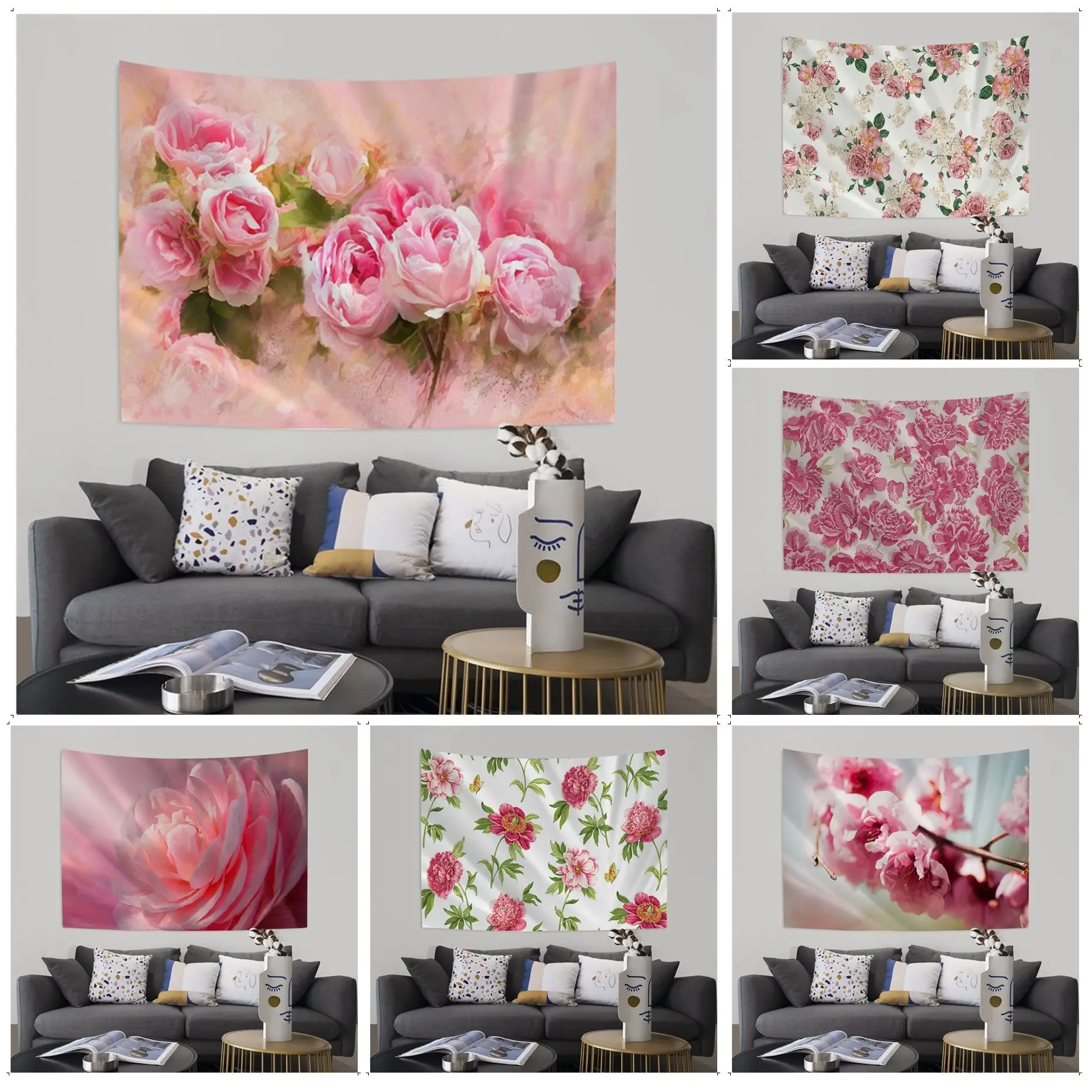 

Peony Flower Printed Large Wall Tapestry Wall Hanging Decoration Household Wall Art Decor