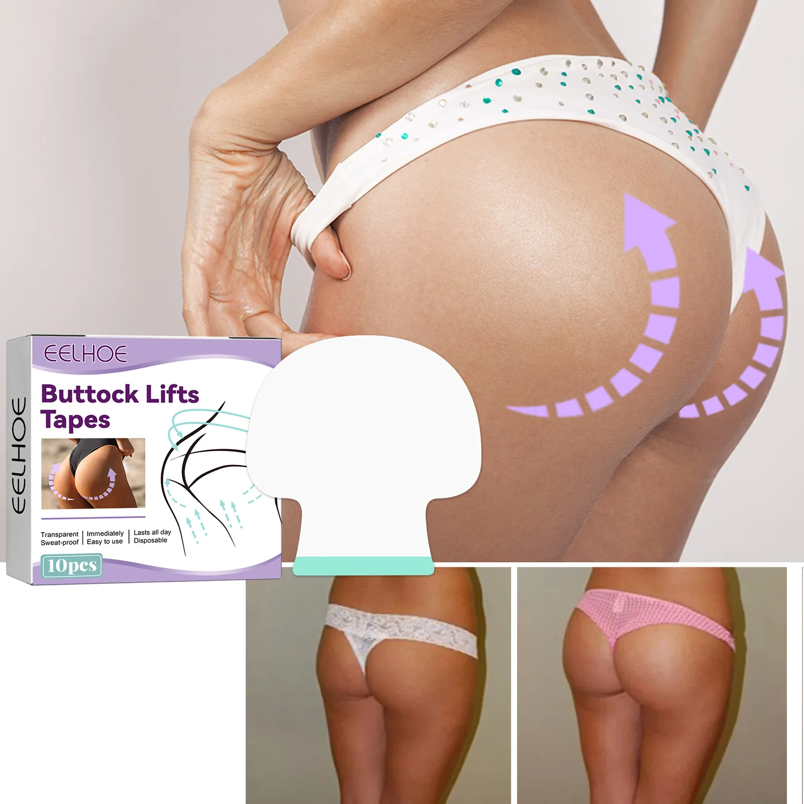 

10pcs Butt Lift Patch Waterproof Hip Up Enlargement Strength Firm Shaping Highlight Buttocks Curve Moisturizing Beauty Stickers