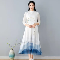 2022 elegant improved cheongsam female chiffon evening party dress qipao vestidos traditional chinese oriental long dress qipao