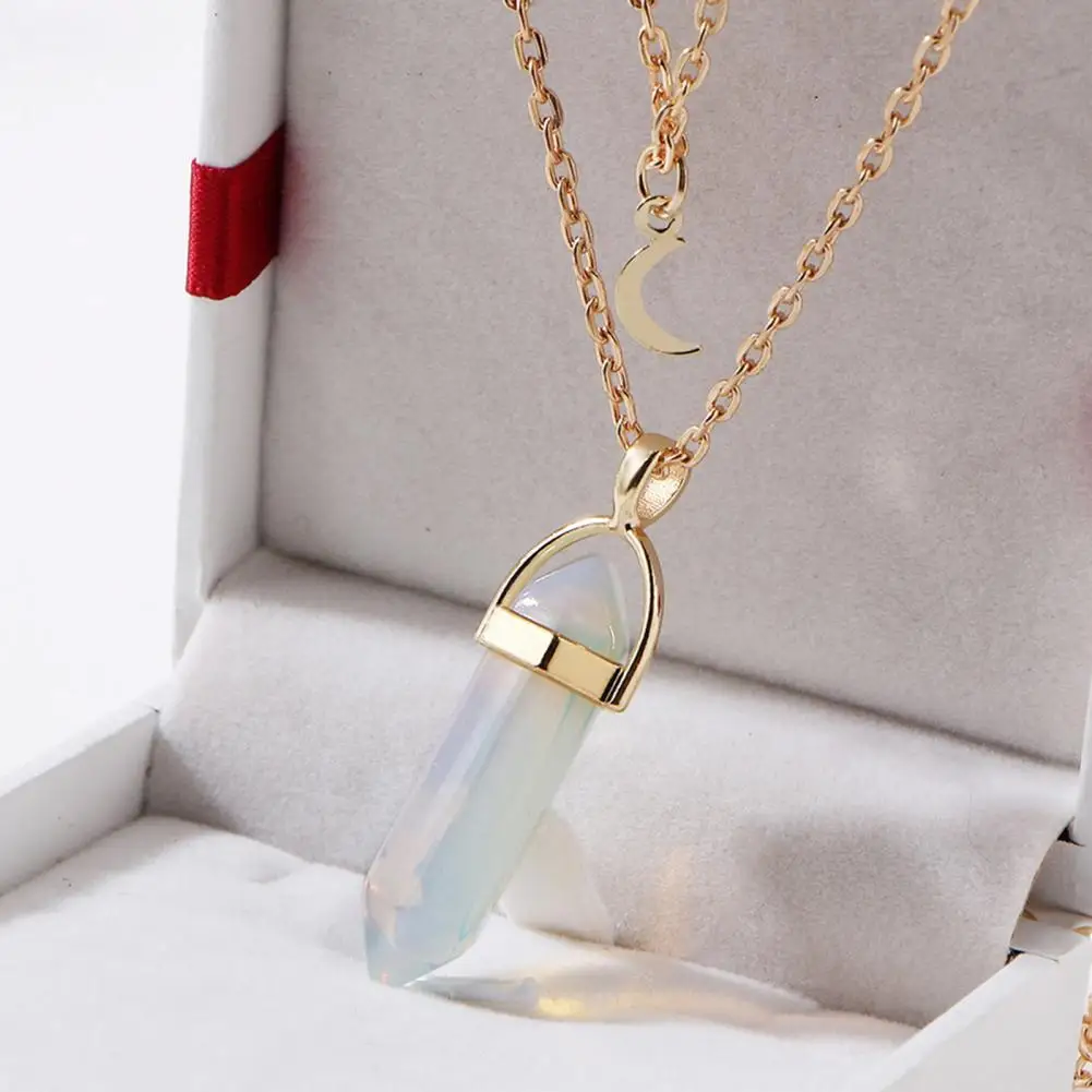 

Chain Necklace Mini Pendant Charm Double Layers Moon Necklace for Women Neck Pendant Pendant Necklace