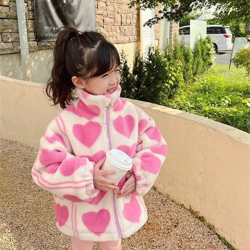 

Girls Coat Jacket Cotton Outwear Tops 2022 Sweetheart Warm Thicken Plus Velvet Winter Autumn Teenager Furs Sport Birthday Gift C