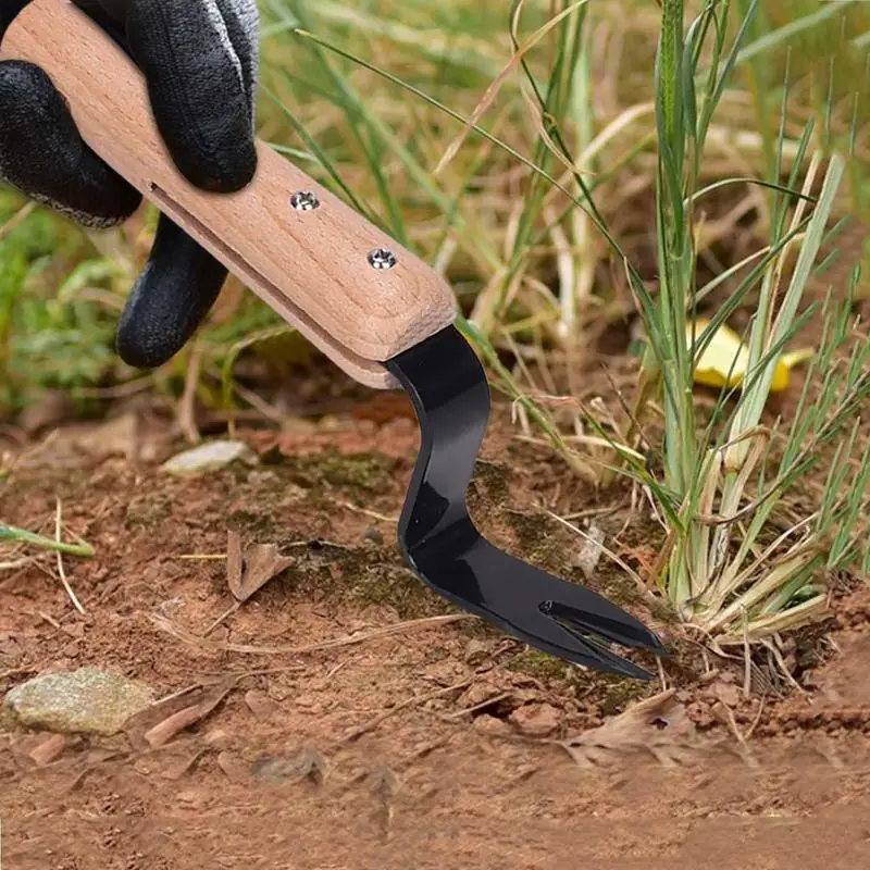 Садовая ручная вилка для копания сорняков с удобной деревянной ручкой стальной