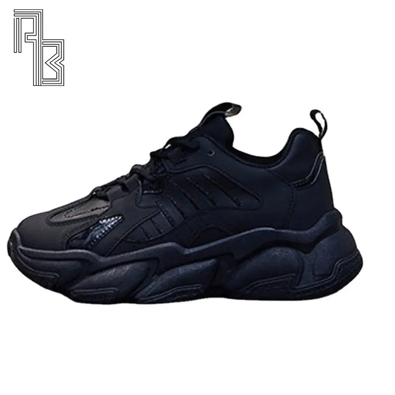 

Кроссовки женские на шнуровке, толстая подошва, повседневная обувь для ходьбы, Нескользящие, водонепроницаемые, ажурные, черные