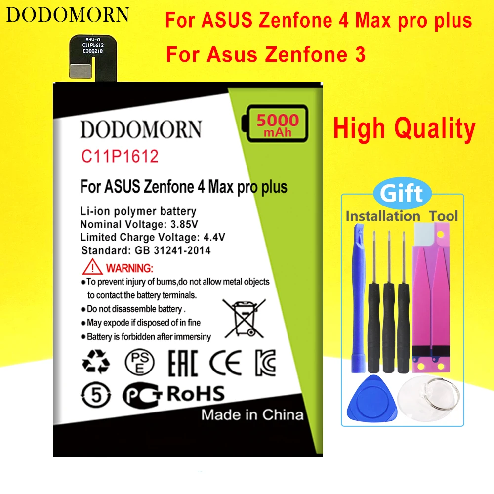 

DODOMORN C11P1612 Battery For ASUS Zenfone 4 Max pro plus ZC554KL X00ID 5.5 For Asus Zenfone 3 ZOOM ZE553KL Z01HDA Phone