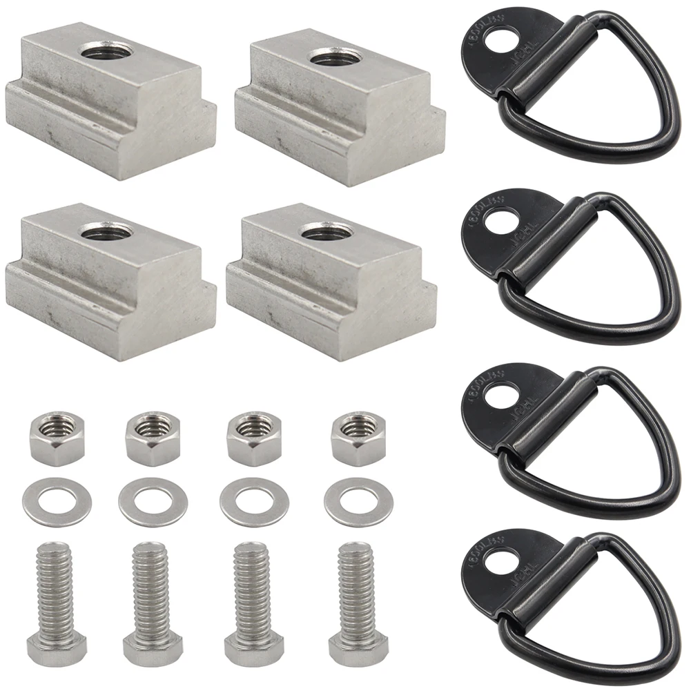 

Pickup Truck Bed Deck Rail Cleat T Slot Nut 3/8"-16 Thread Tie Down Anchor Ring Trailer Hook Cargo Bolt For Toyota Tacoma Tundra