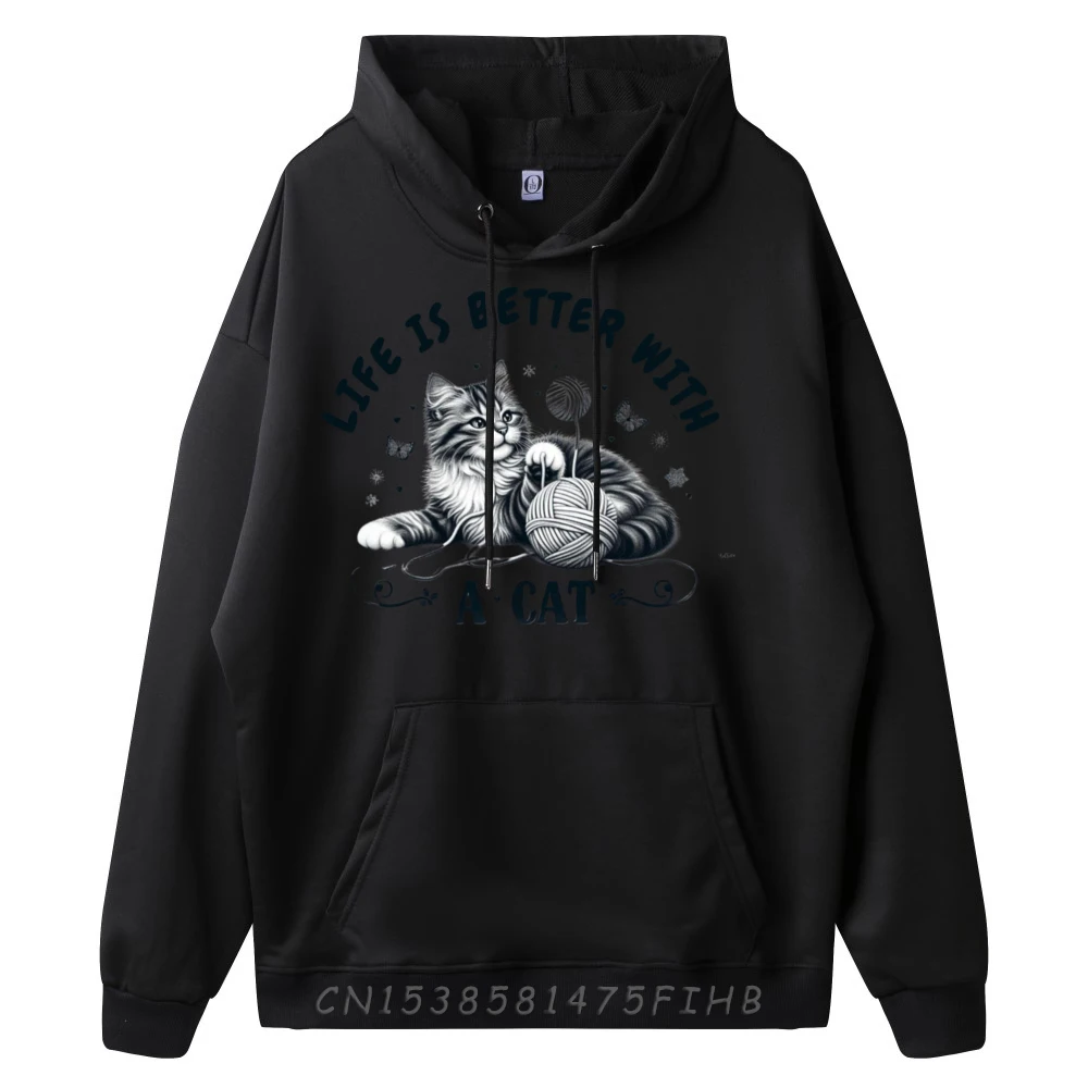 Cat Design Life лучше с котом Толстовки рисунком XS МЯГкие дешевые оверсайз длинным