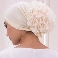 under scarf cap big flower hair volumizer scrunchie muslim inner hijabs bonnet islamic headwear turban beanies female underscarf