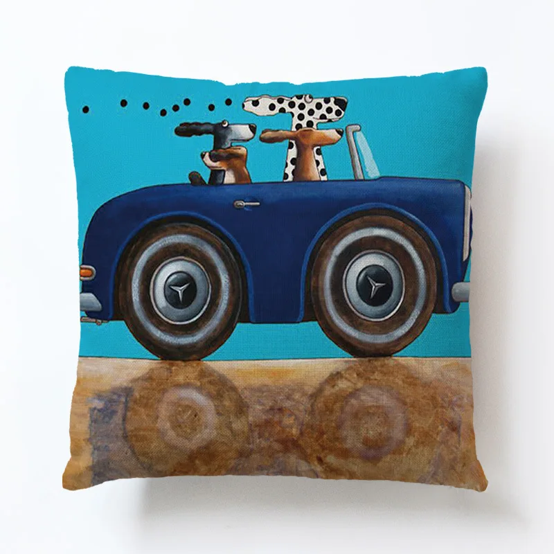 

Новинка, мультяшная собака, автомобиль, автобус, подушка, чехол для подушки, украшение для дивана, спинки, 45x45 см, Подушка для сна, детский подарок