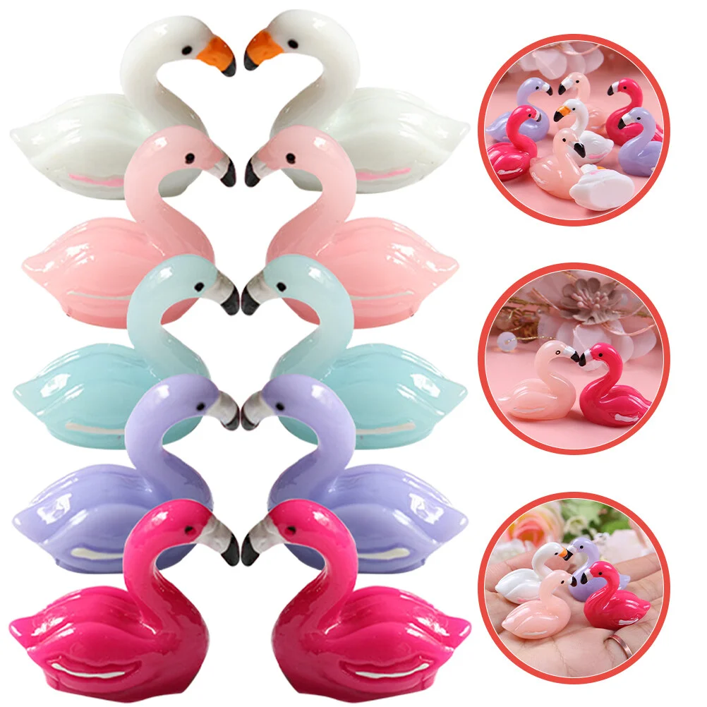 

Sculpture Plastic Flamingos Yard Cupcake Topper Decorations Mini Resin Figures Glass Container