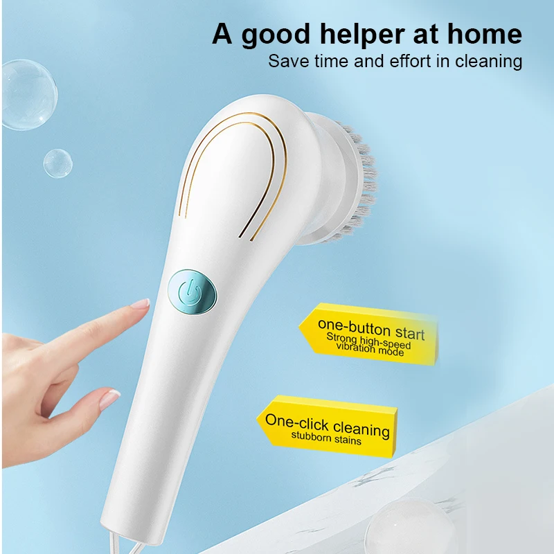 

Electric Cleaning Brush Bathroom Wash Brush Kitchen Cleaning Tool USB 5-in-1 Handheld Bathtub Brush Electric Brush Cleaner Sink