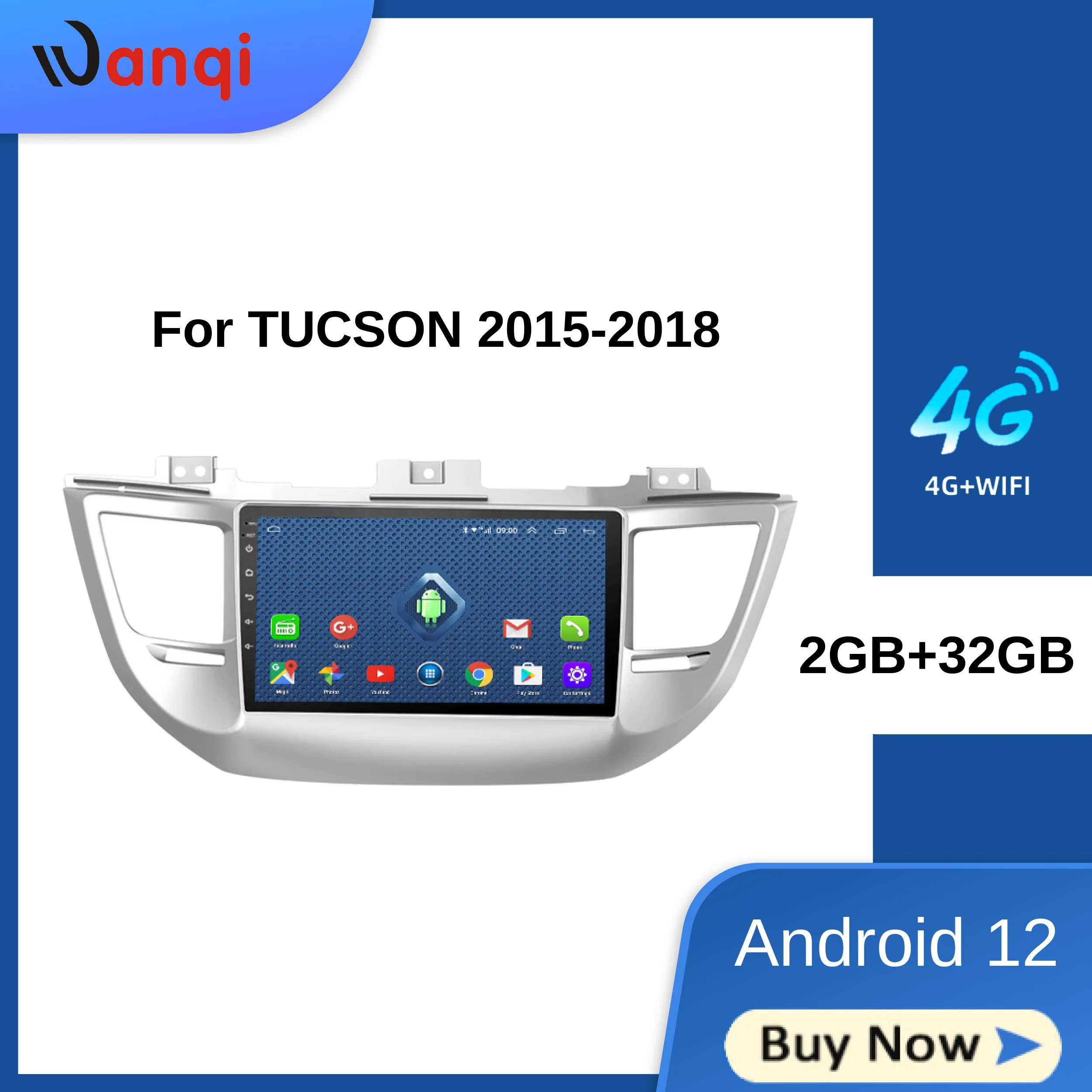 4G Lte All Netcom 9 дюймов Wanqi для Hyundai Tucson 2015-2018 Автомобильная Мультимедийная система GPS-навигации