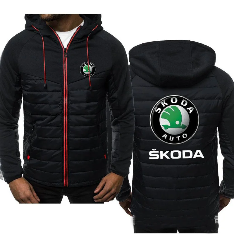 

Winter Men's Hoodies SKODA Logo Coat Zipper Hooded Jacket Cotton Coat Slim Fit Fashion Thicken Warm Outwear Man Tracksuit