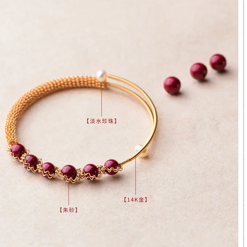 Новые браслеты из натуральной киновари 14 кг с белым жемчугом для женщин браслет