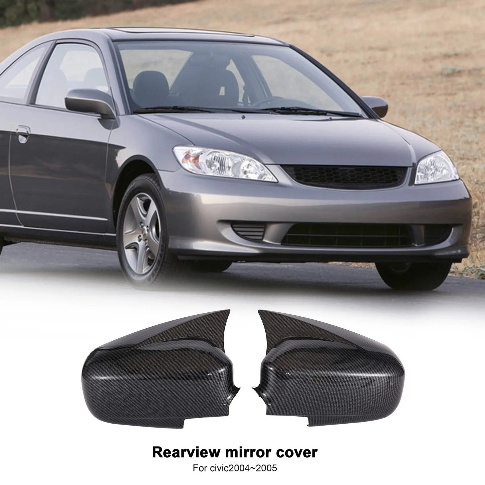 

Car Carbon Fiber Ox Horn Rearview Side Glass Mirror Cover Trim Frame Side Mirror Caps for Honda Civic 2004 2005