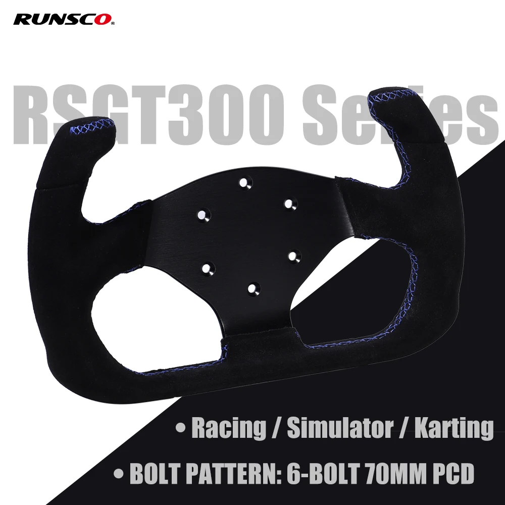 

12Inch 300mm GT Steering Wheel Flat Suede Car Drift Sim Racing Steering Wheel Control 70mm/PCD 6061-T6