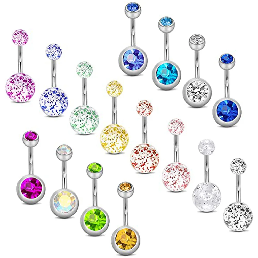 

Belly Button Rings Surgical Stainless Steel Sequins Crystal 10mm Belly Rings Piercing Navel Rings Navel Piercing Jewelry