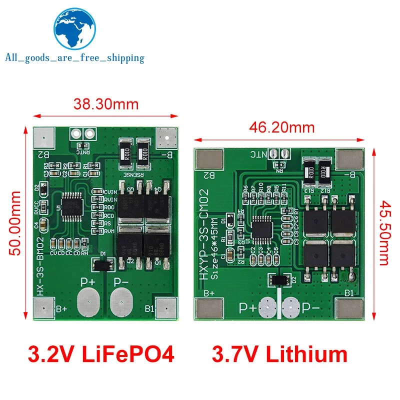 TZT 3S 9 6 В 11 1 12 Lifepo4 Защитная плата литиевой батареи Lipo 18650 BMS 14A ограничение 20A