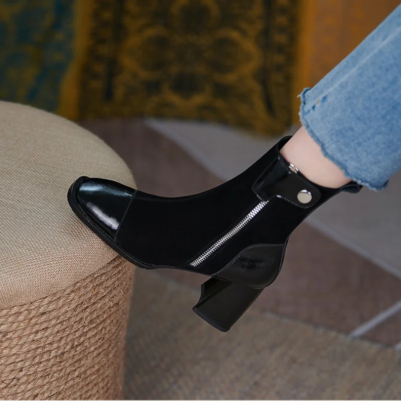 

2022 Retro Martin Boots for Women Fashion Zipper Casual Chunky Heel Platform Ankle Boots Autumn New Ladies Shoes Botas De Mujer
