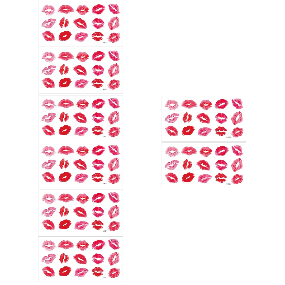 

8 Sheets of Valentines Red Lip Removable Wall Stickers Self-Adhesive Wall Decals for Home