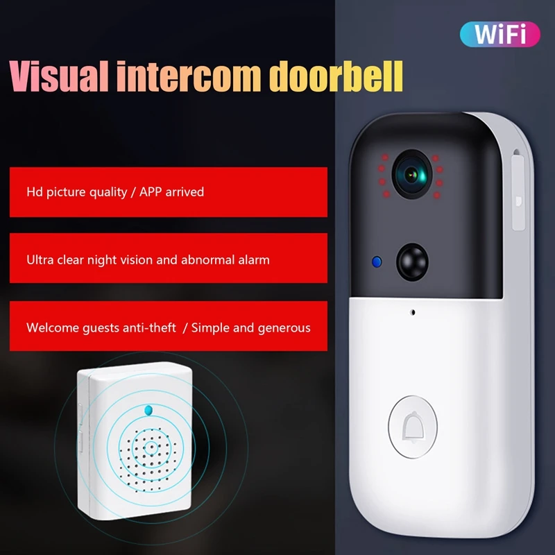 Wifi Doorbell Camera With Chime Video Doorbell Camera 1080P 2-Way Audio Infrared Night Vision PIR Doorbell Camera