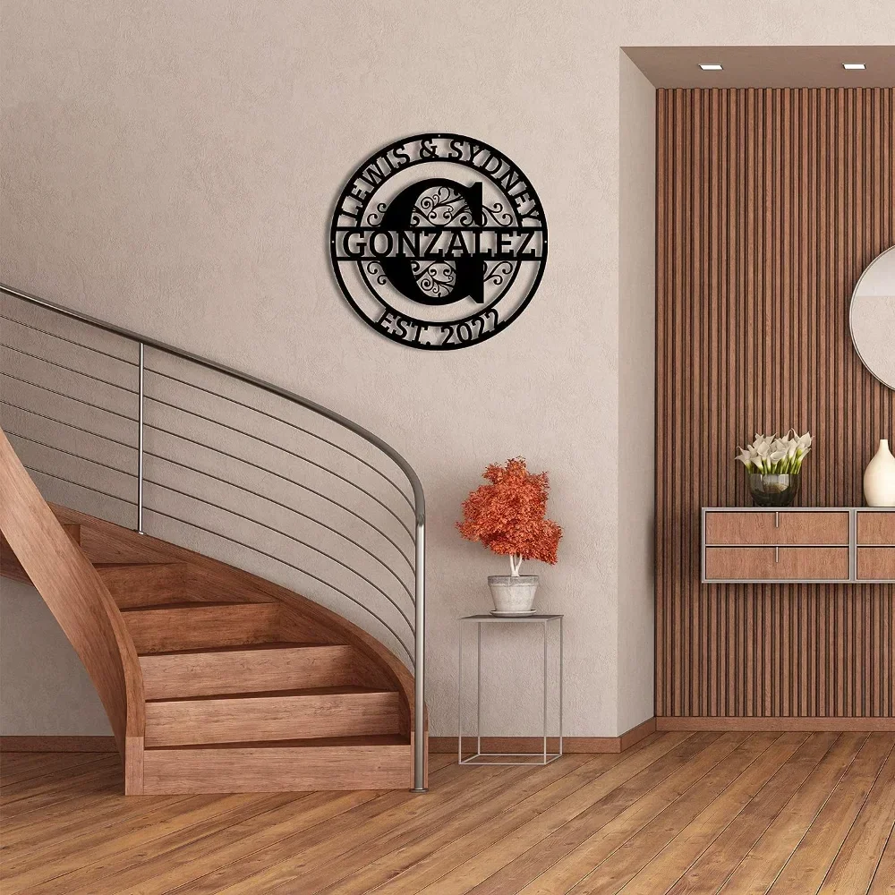 1 шт. металлическая вывеска с последним именем пары монограммой свадебная дата