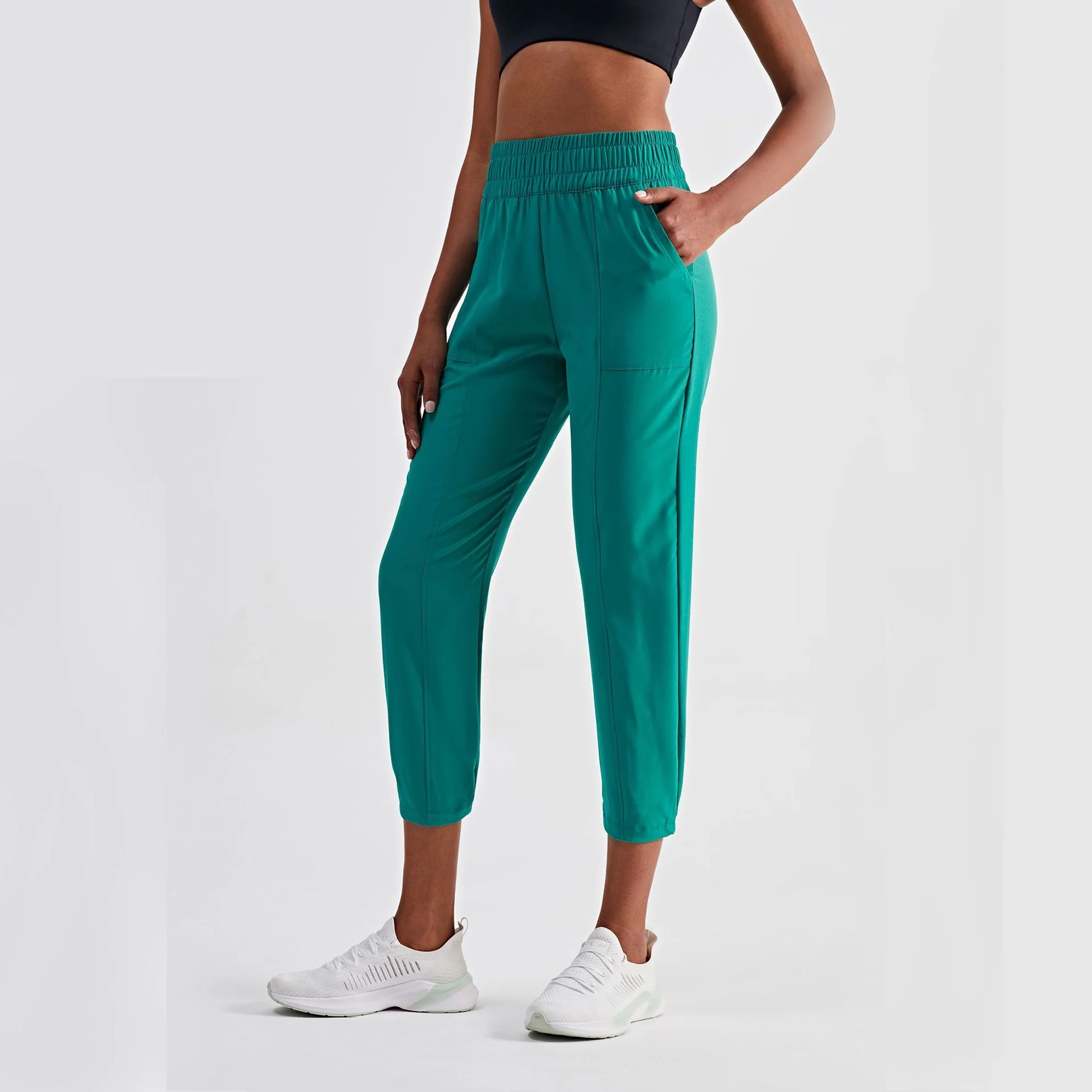 

Top Women Sports Pants Yoga Casual Gym Fitness Pants Lightweight Quick Dry Loose Elastic Pockets High Waist Peach Soft Butt Lift