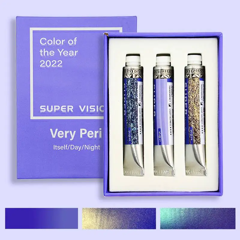 Super Vision Natural Mica Metallic Watercolor Paint Tube Set 3 colors Professional 8ML Water Color for Painting Art Supplies