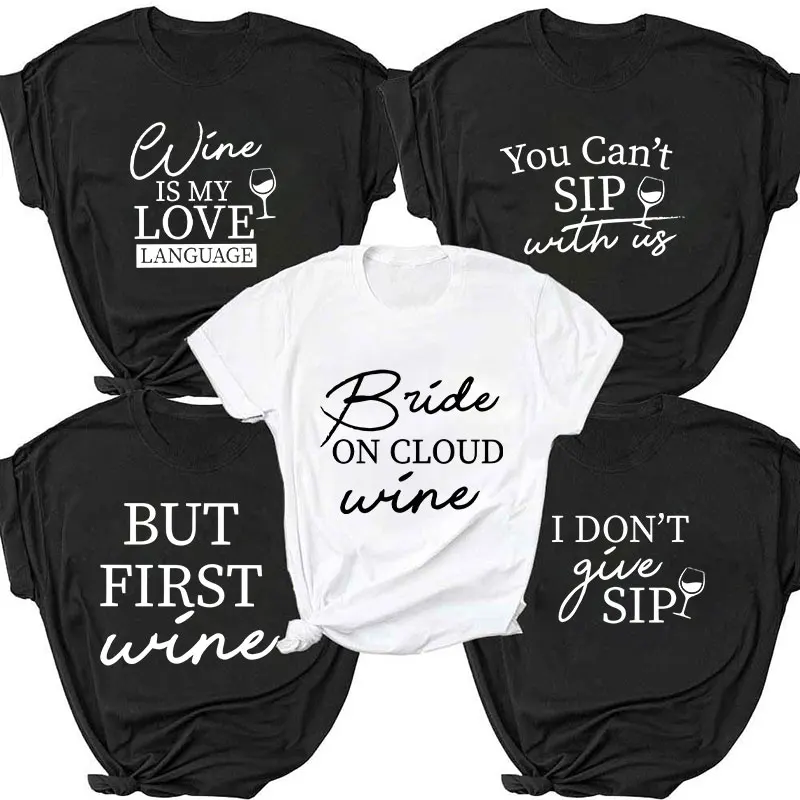 

Friends Single Farewell Team Bride T-Shirt Women Bachelorette Hen Party Evjf Tops Girls Wine Party Tees Bridal Wedding Tshirt