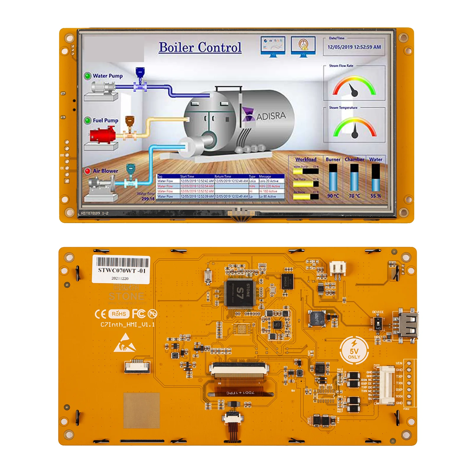 4.3 5 7 10.1 inch Smart HMI Serial LCD Display Module with Program + Touch Screen for Industry Control with RS232 TTL Port