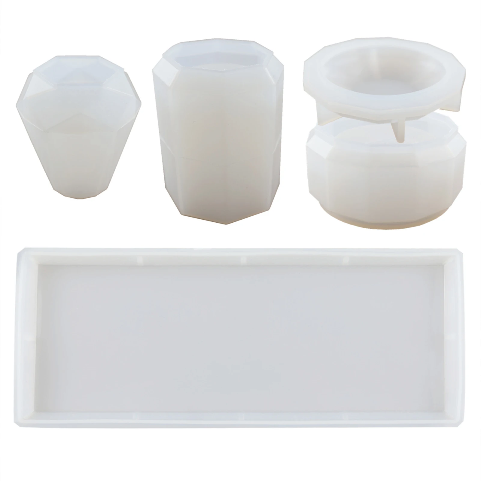 

4pcs Resin Molds For Bathroom Accessories Set Silicone Mold For Epoxy Resin Casting Countertop Organizer Toothbrush Holder Cup