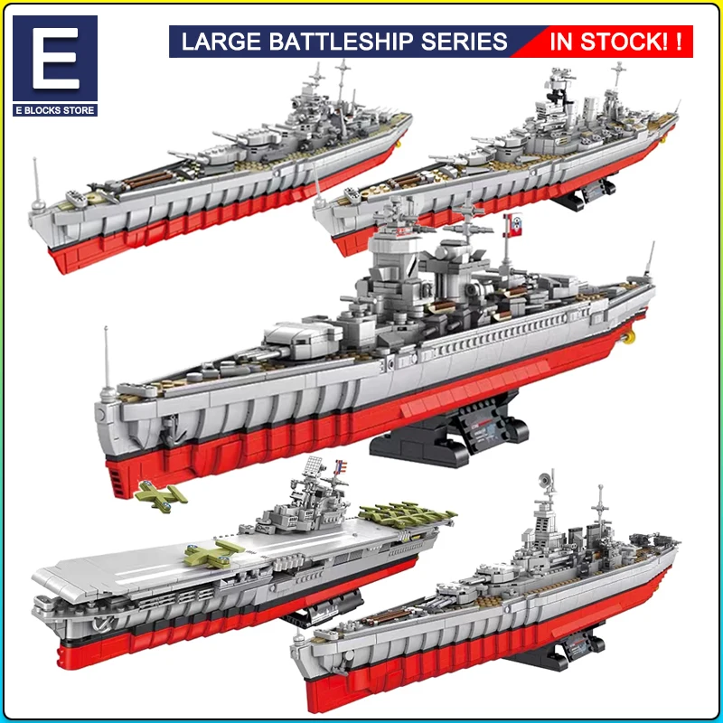 Bloques de construcción lepins para niños, juguete de ladrillos para armar nave militar de la Segunda Guerra Mundial, Compatible con Lego MOC, barco de guerra