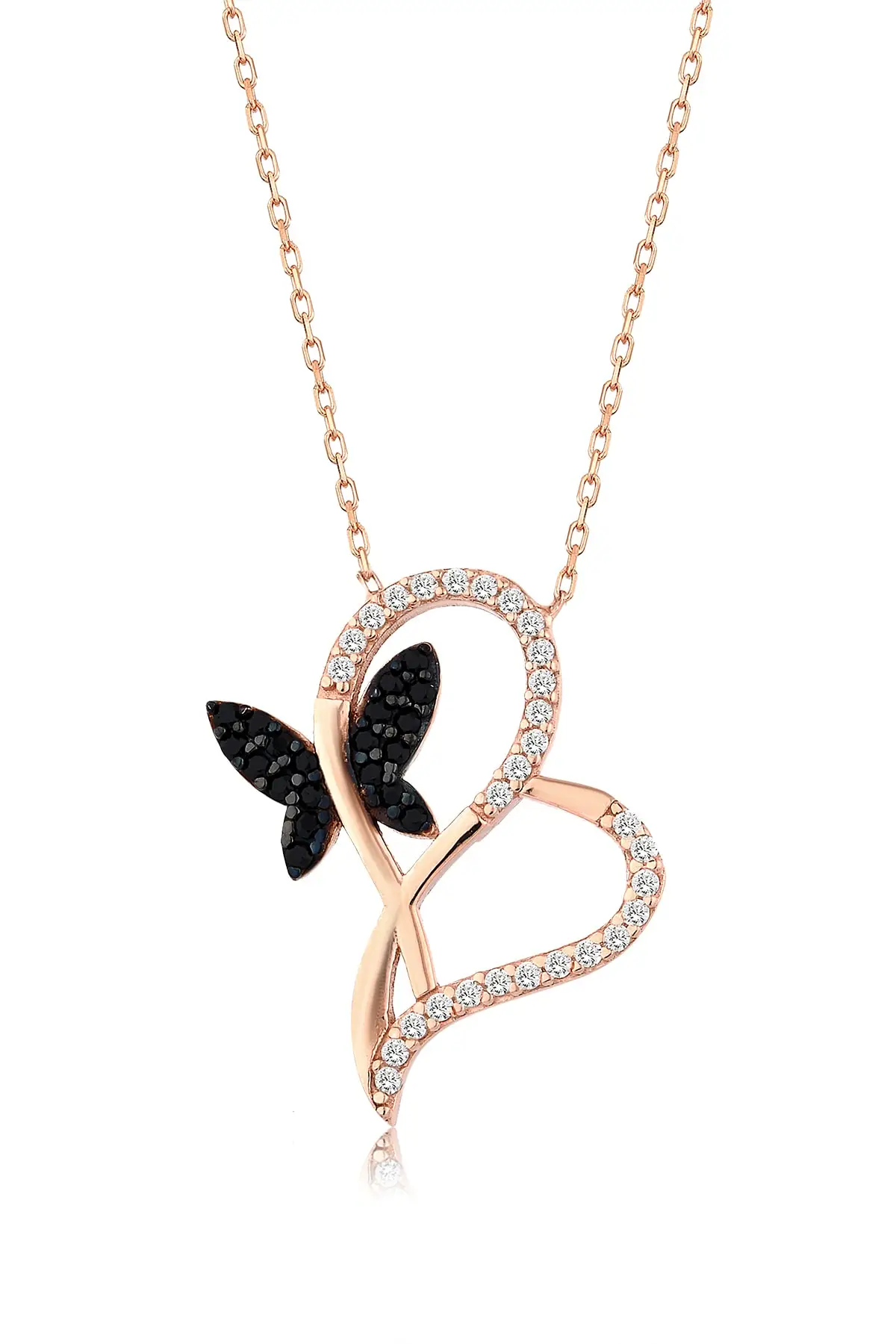 

Женское Ожерелье с бабочкой и сердцем, серебро 925 пробы