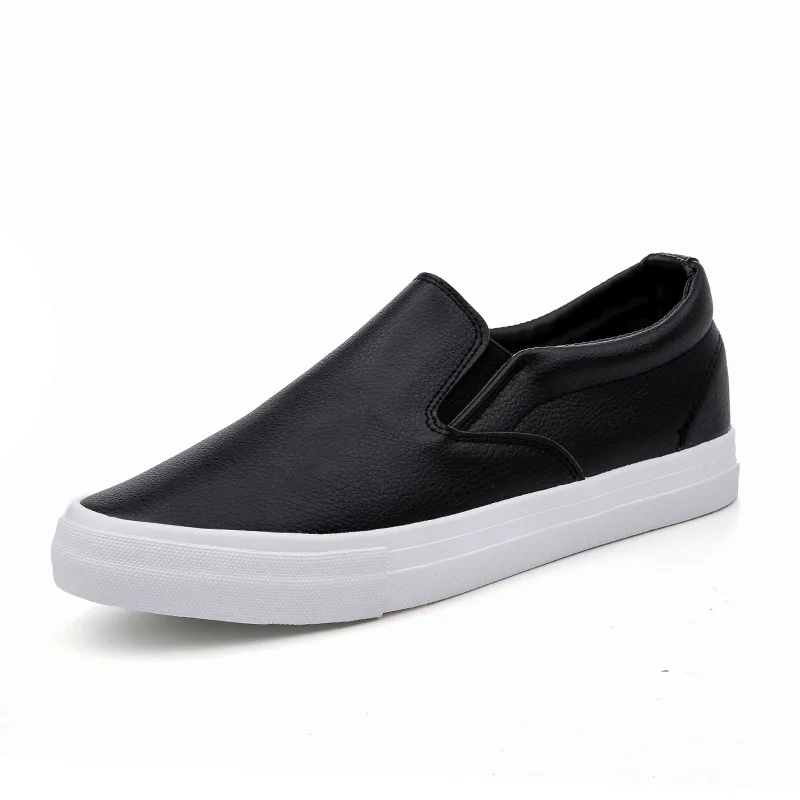 Men's One-pedal Casual Leather Shoes White Shoes Low-top Skateboard Shoes Spring Men's Shoes Youth Stealth Increased Shoes
